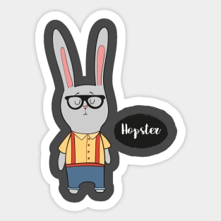 Hopster- Funny Rabbit Hipster Gift Sticker